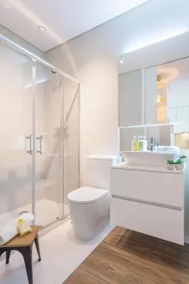 a bathroom with a shower and a toilet and a sink at Urban Views - ML 2Bed Apart Inspired by Casa da Música in Porto