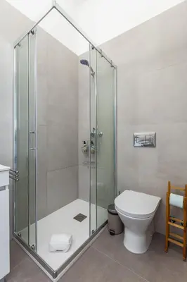 a bathroom with a shower and a toilet at OPO Vale Formoso III Balcony&BBQ in Porto