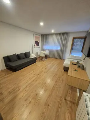 a living room with a couch and a table at Campanhã Studio in Porto