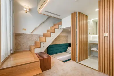 a staircase in a house with a bathroom at Ribeira Douro Hotel in Porto