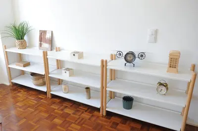 a room with white shelves with items on them at Porto City Center Mercado do Bolhão Prime location jesuína e as 3 janelas in Porto