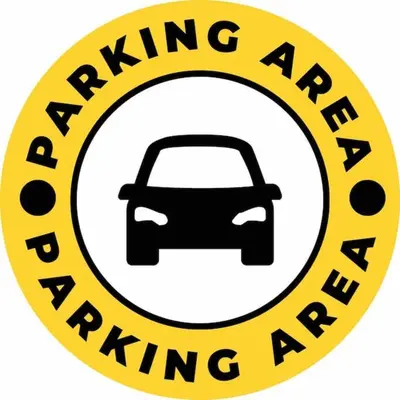 a yellow and white parking sign with a car in it at Live Oporto K`Alma in Porto