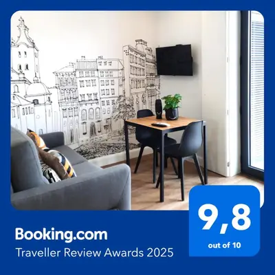 a room with a table with a drawing on the wall at Smiling Places - Apartment in Porto in Porto