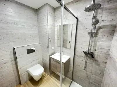a bathroom with a shower and a toilet and a sink at HEART OF THE CITY 10 ! in Porto