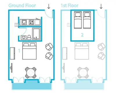 a floor plan of a house with two bathrooms at Apartment Oportoloft in Porto