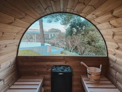 an inside view of a tree house with a window at The Lost Garden in Vila Nova de Gaia