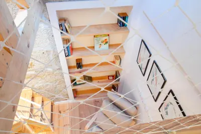 a room with a geometric wall at Olive Tree House by LovelyStay in Porto