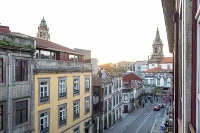 a view of a city street from a building at Bright Flat few steps to Aliados Av by LovelyStay in Porto