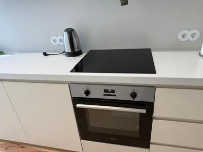 a kitchen with a stove and a counter top at Apartment in Market Bolhão- W Views 2F in Porto