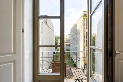 a view from the door of a balcony at GuestReady - A lovely stay in Rua da Boavista in Porto