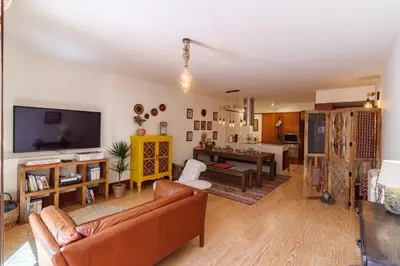 a living room with a couch and a tv at Garden of Eden - 2 bdrs, elevator, AC and terrace in Porto