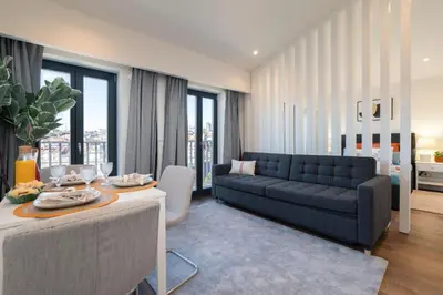 a living room with a couch and a table at Host Wise - Marquesa Palace in Porto