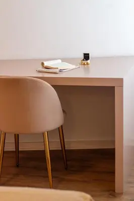 a white desk with a chair and a table at Santa Catarina Haven by LovelyStay in Porto