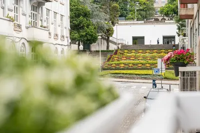 a view of a garden from a building at GuestReady - An elegant stay in the city centre in Porto