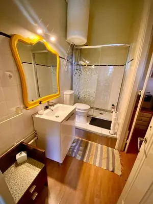 a bathroom with a toilet and a sink and a shower at Ai Porto! Gold&Soul in Porto