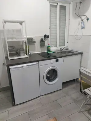 a kitchen with a washing machine and a sink at PTLC225 Apartament T1 Porto Centro in Porto