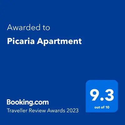 a blue screen with the text awarded to pizza apartment at Picaria Apartment in Porto