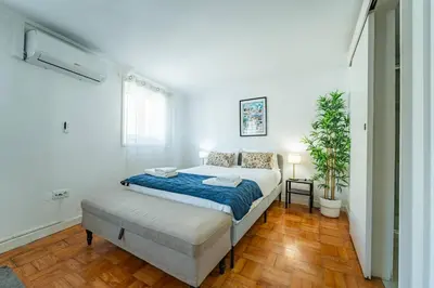 a bedroom with a bed and a potted plant at Oporto Maria Pia Suite 3 in Porto