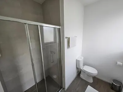 a bathroom with a shower and a toilet at Antas Place B in Porto