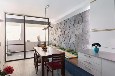 a kitchen with a dining room table and chairs at Charming Flat - Garage by Host Wise in Porto