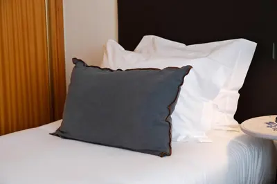 a pillow sitting on top of a bed with two pillows at Wander Unwind - Wine Cellars in Vila Nova de Gaia