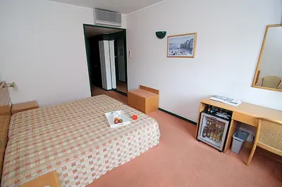 a hotel room with a bed and a fireplace at Hotel Douro in Porto