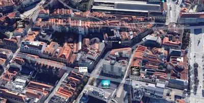 an aerial view of a city with buildings at Porto Cinema Apartments in Porto