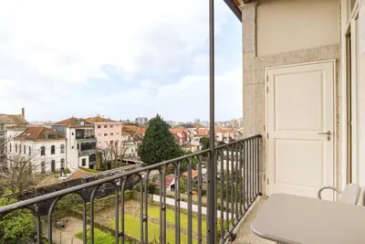 a balcony with a view of a city at GuestReady - Urban oasis with private balcony in Porto