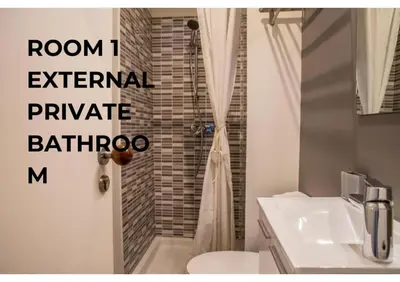a bathroom with a shower and a toilet and a sink at BCharming House in Porto