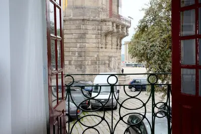 a view from an open window of a balcony at Koka's Studio in Porto