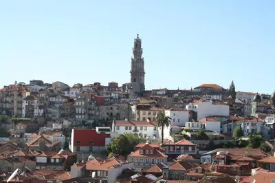 a view of a city with a clock tower at Lux Downtown in Porto