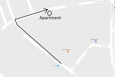 a map of the approximate location of a apartment at Apartamento Garden Avenue in Porto
