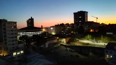 a view of a city at night at Porto Downtown Main Str (S.Catarina) + Free Park in Porto