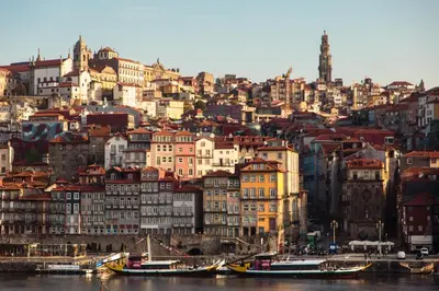 a group of people standing in front of a building at The House of Sandeman in Vila Nova de Gaia