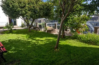 a park with a bench and trees in the grass at Manor House Porto in Porto