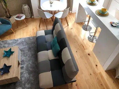 a living room with a couch and a table at URBAN VIEWS Terrace - Duplex Apartment 