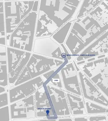 a map of a city with a blue highlighted at Oporto Design Attic - Solar da Avenida in Porto