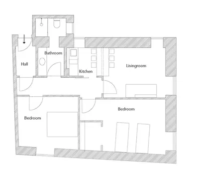 a floor plan of a house at Casa da Catedral II in Porto
