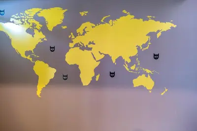 a map of the world with cats names at CATS Porto Hostel in Porto