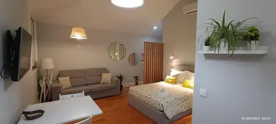 a small living room with a couch and a bed at S Bento Boutique Apartment in Porto