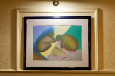 a framed painting of fruit on a wall at Hotel Internacional Porto in Porto