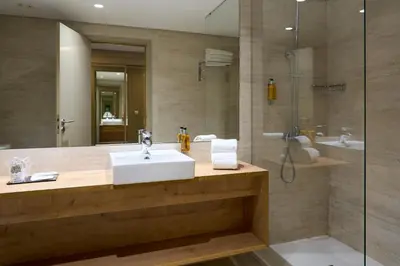 a bathroom with a sink and a shower at Portus Cale Hotel in Porto