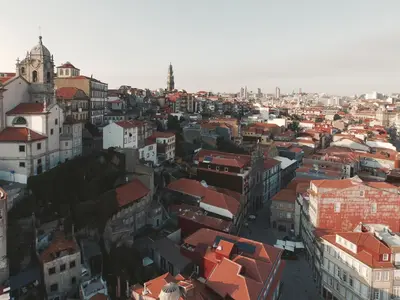 an aerial view of a city with buildings at Cale Guest House in Porto