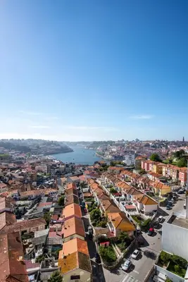 an aerial view of a city with a body of water at Porto Gaia River View 8 by MP in Vila Nova de Gaia
