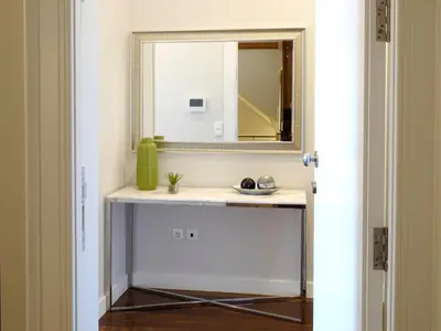 a bathroom with a sink and a mirror at Cool Terrace Apartment in Porto