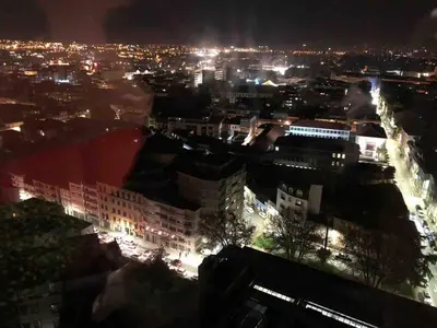 a view of a city at night with lights at SP199 Flat by in Porto