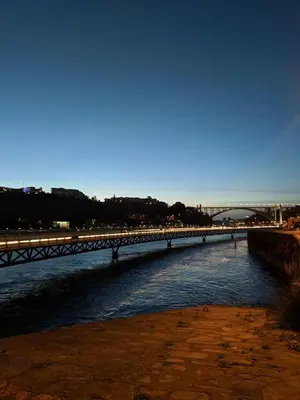 a bridge over a river with cars on it at Marias River Apartment in Porto