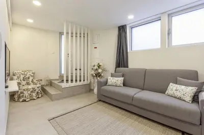 a living room with a couch and a window at D&S - Torne Apartments in Vila Nova de Gaia