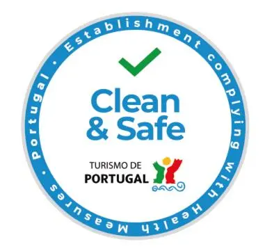 a blue clean and safe logo on a white background at Invicta Oporto Residence in Porto