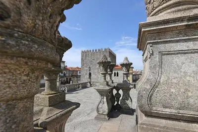 a view of a castle from a stone balcony at FLH Porto Spacious Duplex in Porto